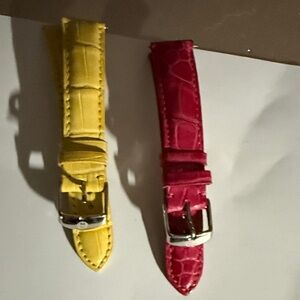 Set of 2 Michele Yellow and Pink Watch Straps